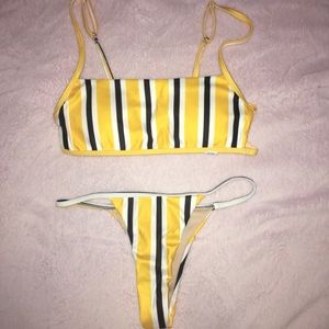 Yellow and black stripped bikini